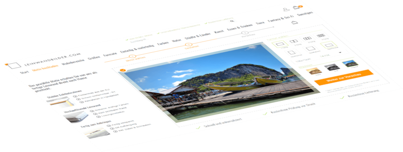 Der Bildeditor für Leinwandbilder auf leinwandbilder.com. Leinwandbild